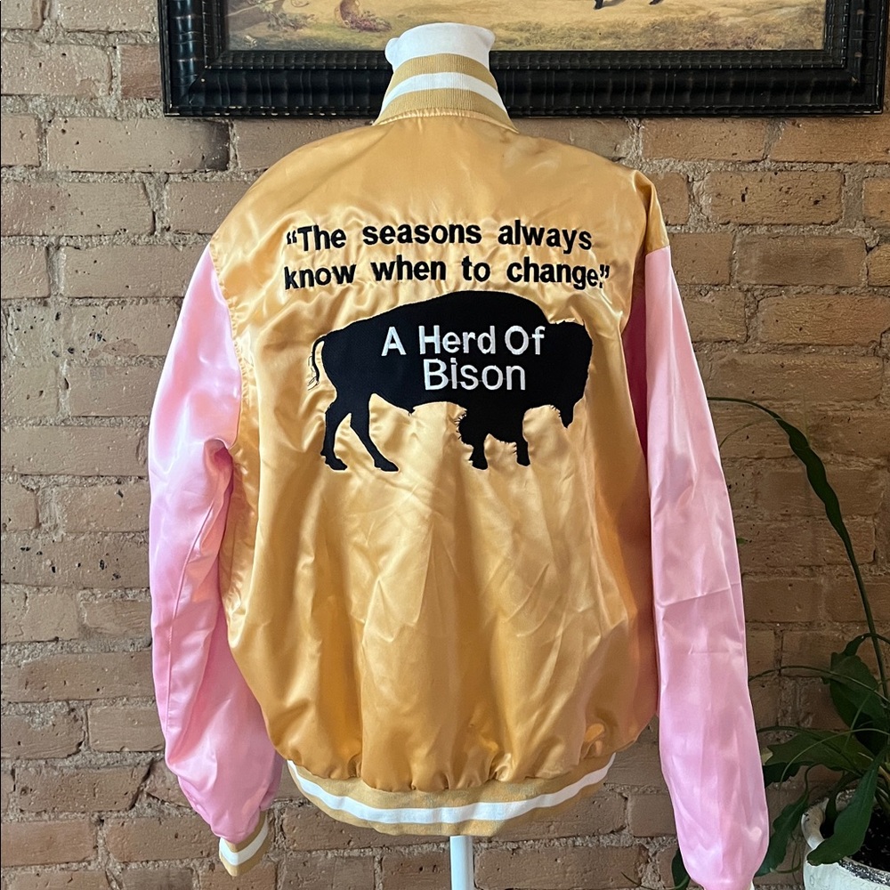 Gold and Pink Bison Bomber Jacket